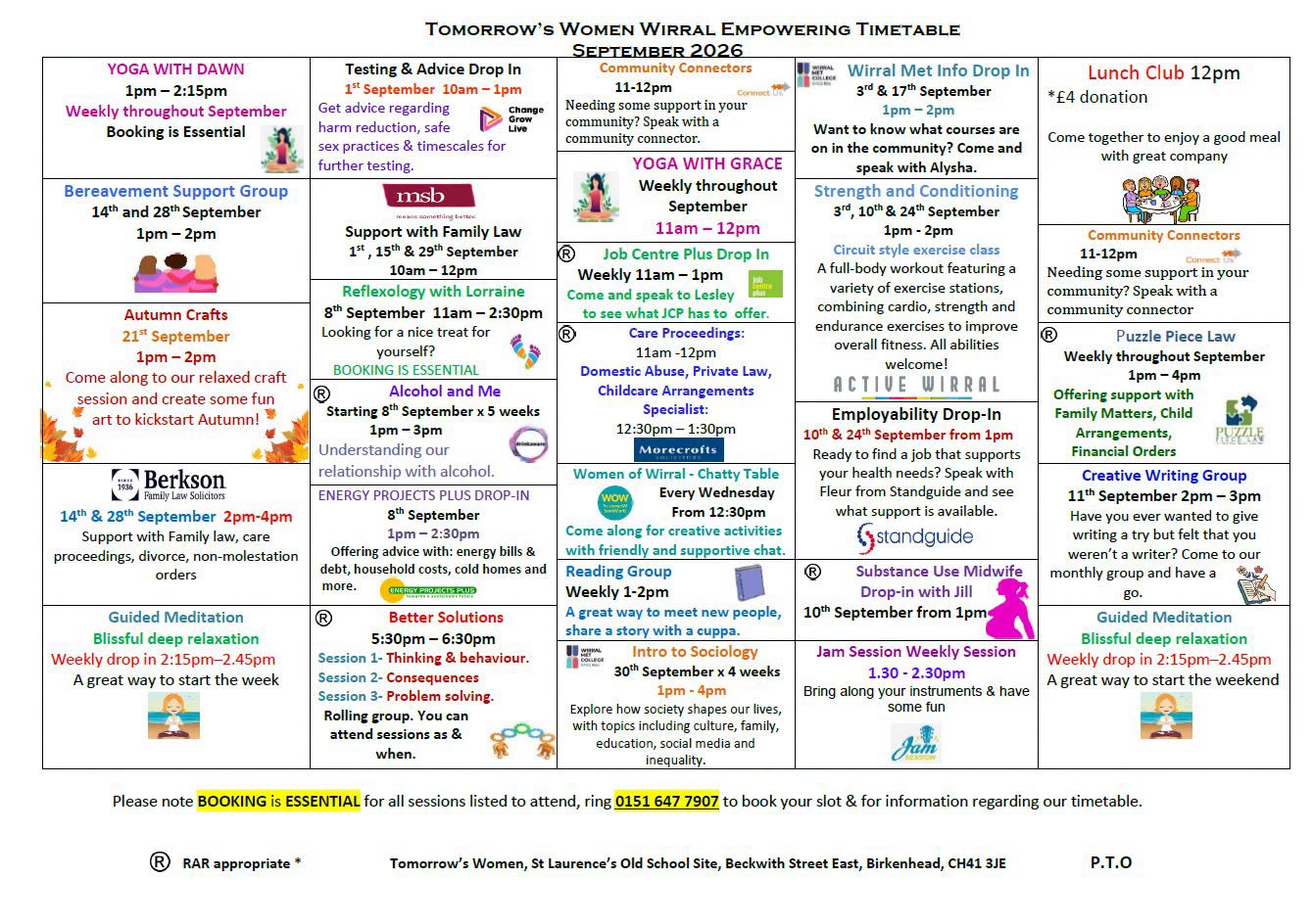 Tomorrows Women Timetable